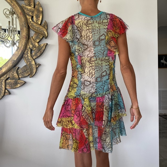 Multicolor V-Neck Mini Dress - Picture 4 of 10